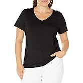 HUE Womens Sleepwell Basic Short Sleeve V-Neck T-Shirt for Lounging Or Sleeping, Made with Temperature Regulating Technology