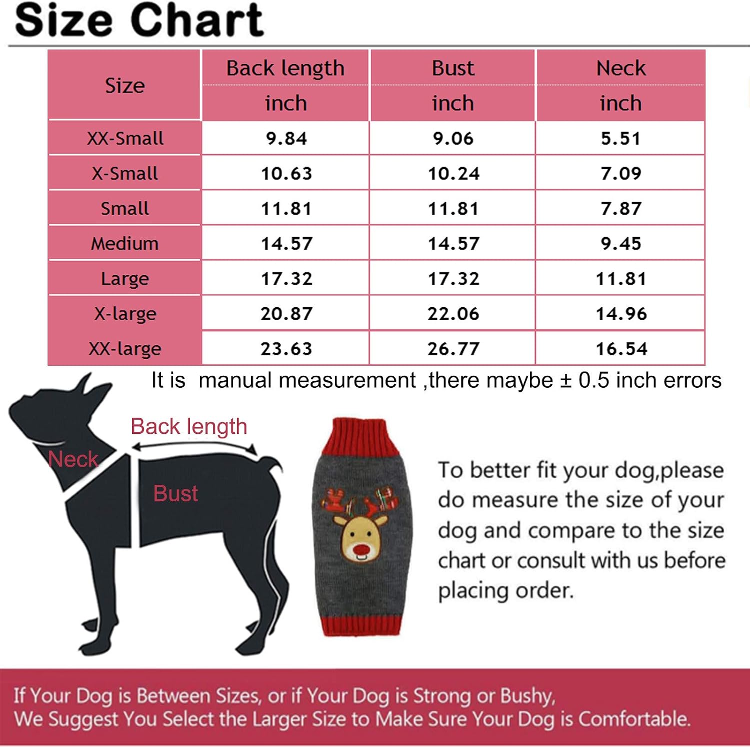 ABRRLO Dog Christmas Jumper Outfits Grey Reindeer Ugly Xmas Pet Sweater Puppy Cat Holiday Costume New Year Clothes Gift for Small Medium Large Dogs (Grey Reindeer,L) - Image 3