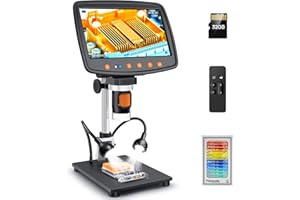 Leipan Digital Microscope with 7" LCD Screen,1500X Magnification Soldering Microscope with HDMI,Coin Microscope with 12MP Image Sensor,Windows/Mac/TV Compatible（32GB Card）