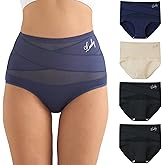 newnice High Waisted Underwear for Women Tummy Control Panties 4 Pack Soft Breathable Briefs Full Coverage Postpartum Support