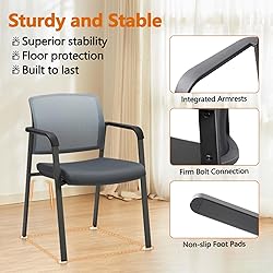 CLATINA Mesh Back Stacking Arm Chairs with