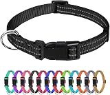 TagME Reflective Nylon Dog Collar 1.0 cm Adjustable Black with Quick Release