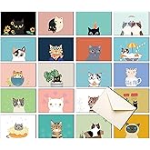Mr.lucky Artwork 20 Greeting Cards, Blank Thank You Cards With Envelopes Cute Cat Bulk Note Cards Stationery Box Set For All Occasions Birthday Thank You Wedding and More.Cat greeting cards
