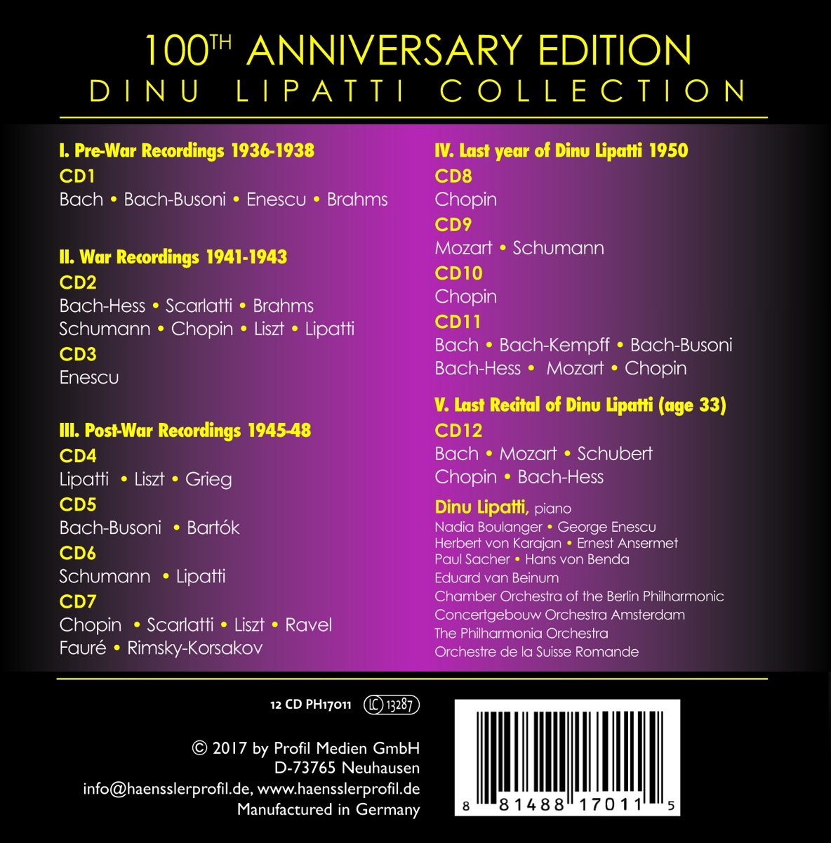 Dinu Lipatti Collection On Hanssler 12 Cds The Classical Music Guide Forums