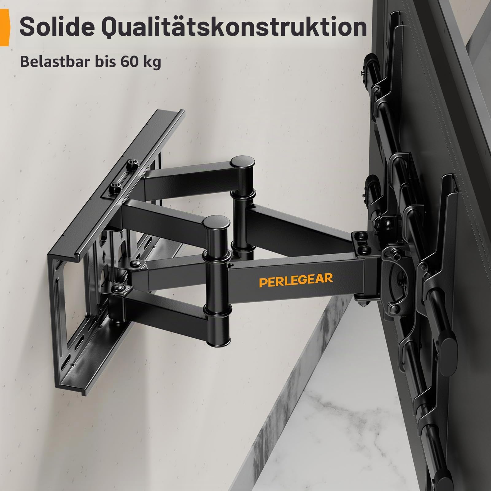 Perlegear TV Wandhalterung Schwenkbar Neigbar für 37-84 Zoll Flach & Curved Fernseher, TV Halterung max.VESA 600x400mm bis zu 60kg 6