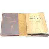 JJNUSA Distressed Leather Checkbook Journal Cover for Field Notes Moleskine Cahier Notebook Pocket size 3.5" X 5.5" Vintage Refillable Notepad Brown