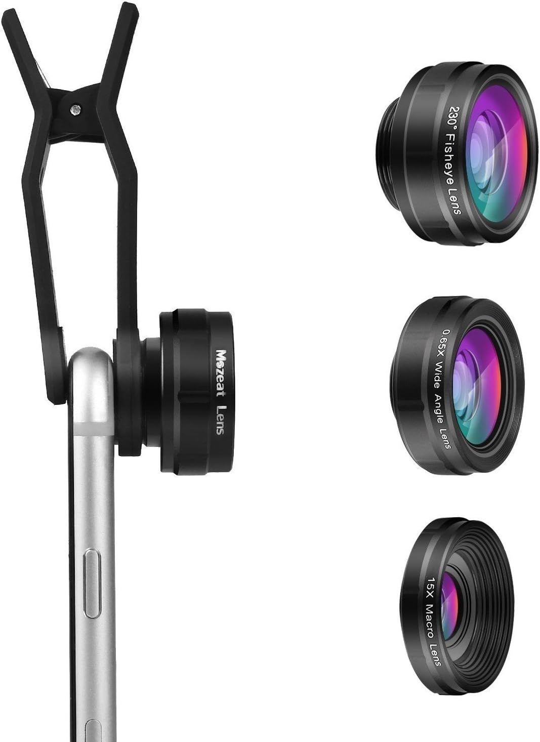 Phone Lens Kits 3 In 1 230 Supreme Fisheye 0 65x Wide Angle 15 X Macro Lens With Cleaning Cloths Carrying Bag For 6 6s 6plus Samsung Android Windows Amazon Co Uk Electronics