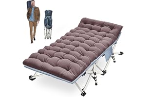 COLMERD XXL Camping Cot Oversize Sleeping Cot with Comfortable Mattress Extra Large Camping Cots for Adults Cot Bed Include Carry Bag Portable Folding Bed Easy to Set Up Nap Office Indoor Vacation
