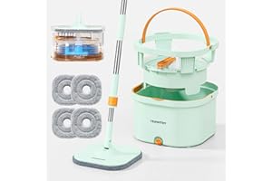 HoMettler Spin Mop and Bucket Set with Detachable Inner Mop Bucket, Mops and Buckets for Floor Cleaning Includes 4 Replaceable Thick Microfiber Mop Pads