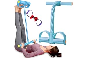 Full Body Toning Exercise Band, 6-Tube Pedal Resistance Band for Home Workout; Upgraded Sit-Up Puller & Foot Pedal Tension Ro