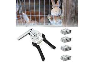 PAULOZYN 2400PCS Type M Nail Ring Pliers Kit with Hog Rings and Wire Cage Fasten Plier Upholstery Installation Hand Tools for Fasten Repair Fence Chicken Coop Duck Goose Dog Cat Rabbit Animal Cage Clamp