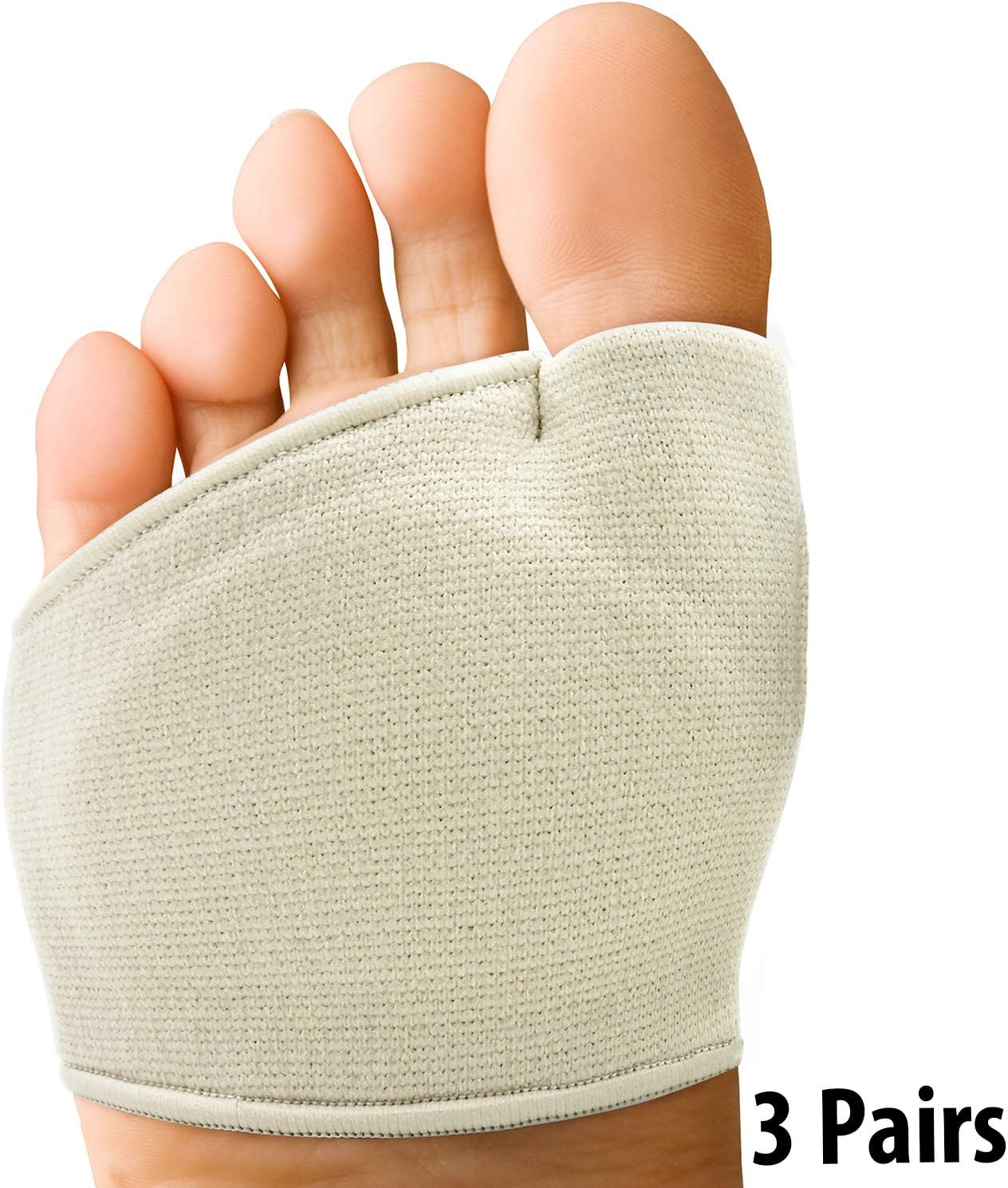 3 Pairs Breathable Fabric Forefoot Sleeves Cushion & Support