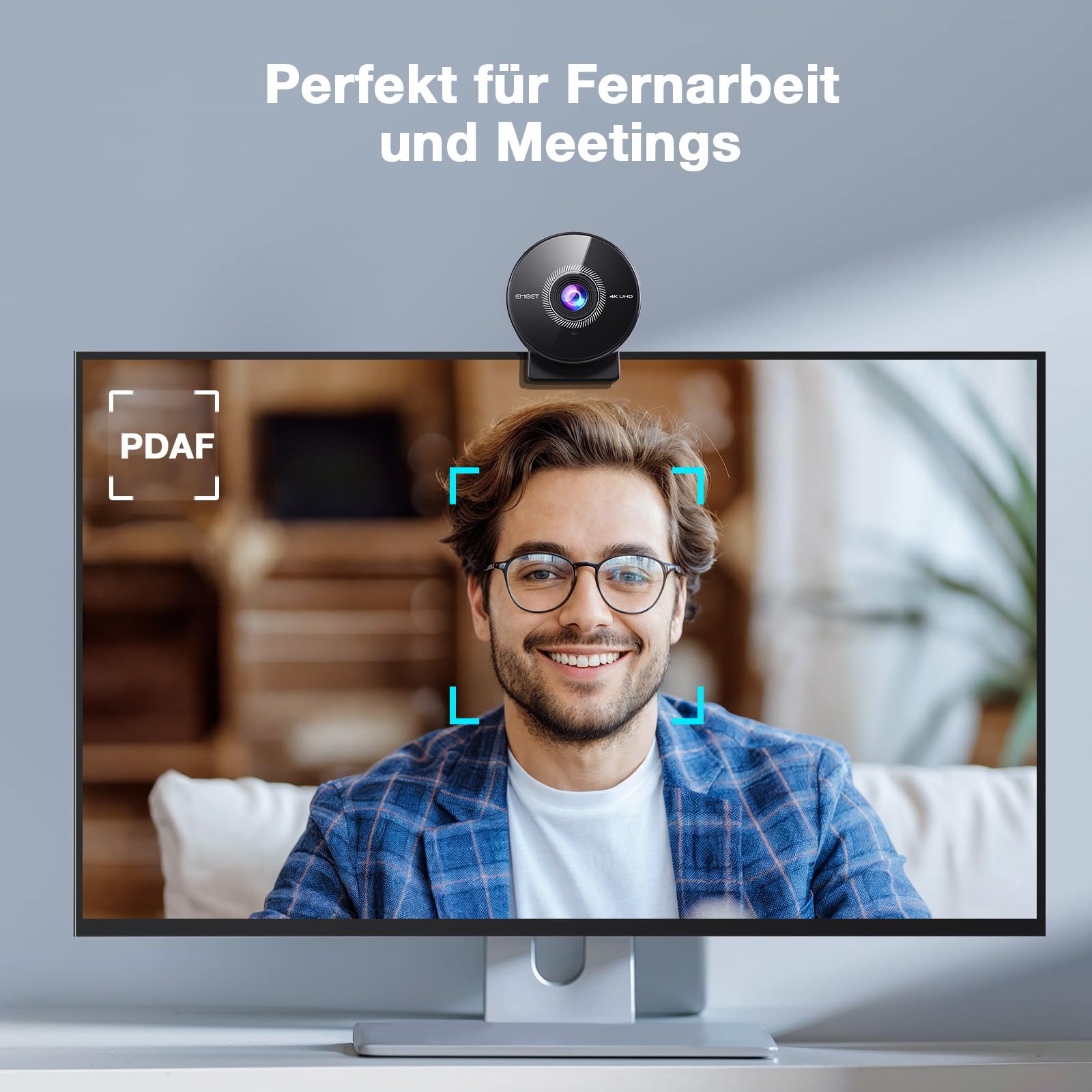 EMEET C950 4K Webcam für PC, 8 Megapixel 4K UHD, PDAF-Autofokus, Mikrofon mit Geräuschunterdrückung, 73° FOV, 1080P@60FPS, Sichtschutz, USB 2.0 Plug&Play, Webcam Ideale für Zoom/Teams 6