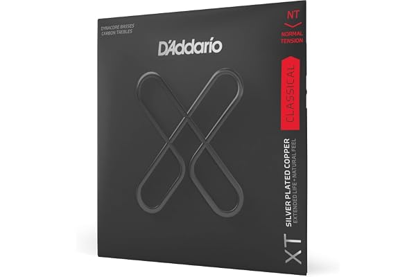 D'Addario Guitar Strings - XT Coated Classical Guitar Strings - XTC45FF - Silver Plated Copper, XT Dynacore, Carbon Trebles -