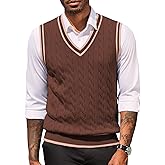 COOFANDY Sweater Vest for Men Regular Fit V Neck Sleeveless Knitted Pullovers Sweater