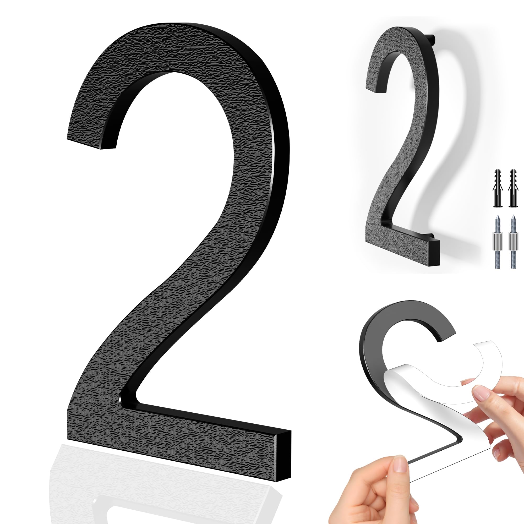6 Inch Self-adhesive House Numbers, Modern Floating