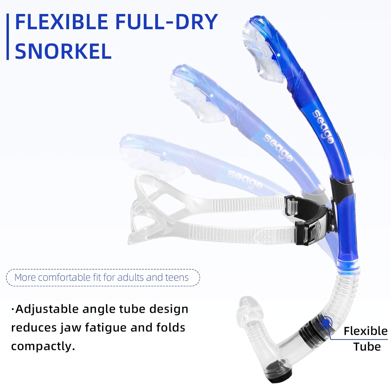 Amazon Com Seago Swim Snorkel For Lap Swimming Dry Top Front Swimmer Snorkel For Adult Youth Snorkel Gear Swimming Training Equipment In Pool And Open Water With Comfy Head Pads Food Grade Silicone