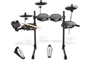 Alesis Turbo Mesh Kit – Electric Drum Set With 100+ Sounds, Quiet Mesh Drum Pads, Drum Sticks, Connection Cables, Drum Lessons
