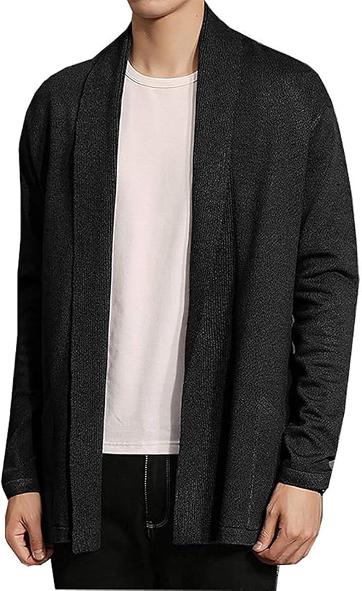 Amazon メンズ カーディガン 羽織 襟付き ニットカーディガン カーデ ストレッチ コットン 着回し ジャケット風 黑 3xl カーディガン 通販