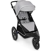 Delta Children - Jeep PowerGlyde Pro Jogging Stroller - 1-Step Back Brake &amp; Hand Deceleration Disc Brakes for Speed Control - 1 Hand Fold, Soft Gray