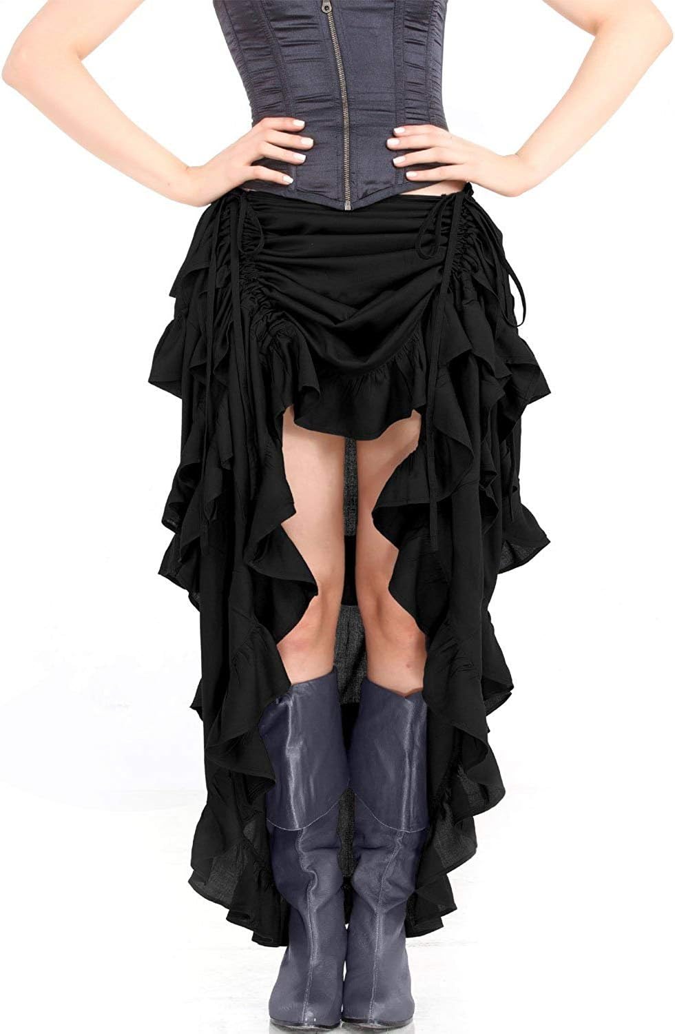 ThePirateDressing Steampunk Victorian Cosplay Costume Womens High-Low Show Girl Skirt C1367