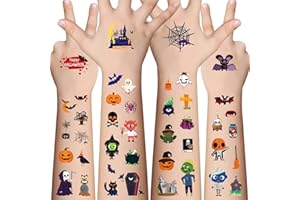 Awinmay Halloween Temporary Tattoos for Kids - 360 Pcs Bulk Halloween Trick or Treat Fake Tattoos for Boys and Girls,Halloween Prizes Assorted Goodies Party Favor for Kids Goody Bag Stuffers 20 Sheets