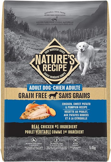Nature S Recipe Adult Grain Free Chicken Sweet Potato Pumpkin Recipe Dog Food 5 4kg Amazon Ca Pet Supplies