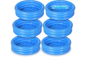 Jerify 6 Pack Kiddie Pool for Toddler 34 x 10 Inch Inflatable Kids Swimming Pool Small Baby Blow up 3 Rings Round Baby Padding Ball Pond for Indoor and Outdoor Water Game Play Center(Lively Style)