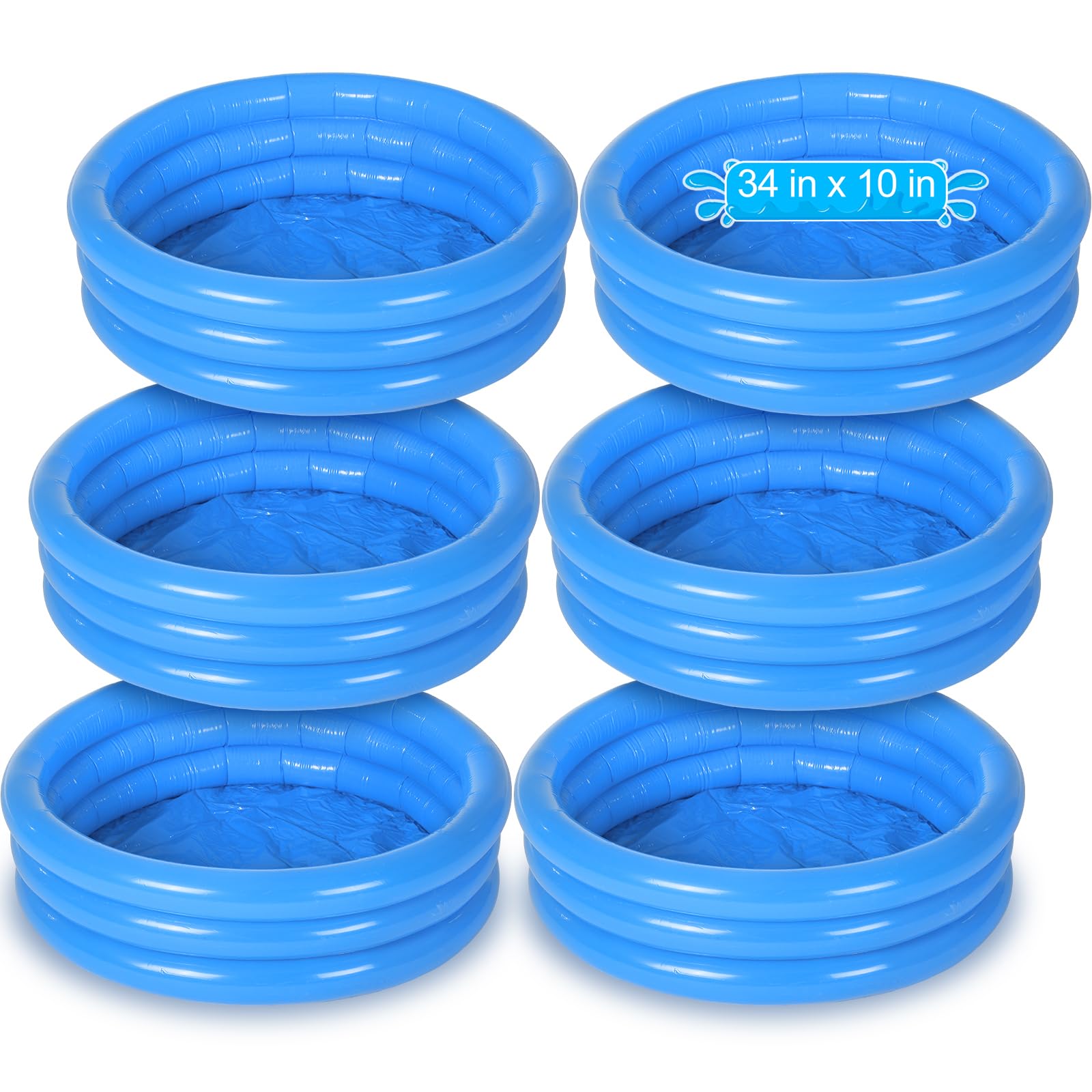 Photo 1 of Jerify 6 Pack Kiddie Pool for Toddler 34 x 10 Inch Inflatable Kids Swimming Pool Small Baby Blow up 3 Rings Round Baby Padding Ball Pond for Indoor and Outdoor Water Game Play Center(Lively Style)