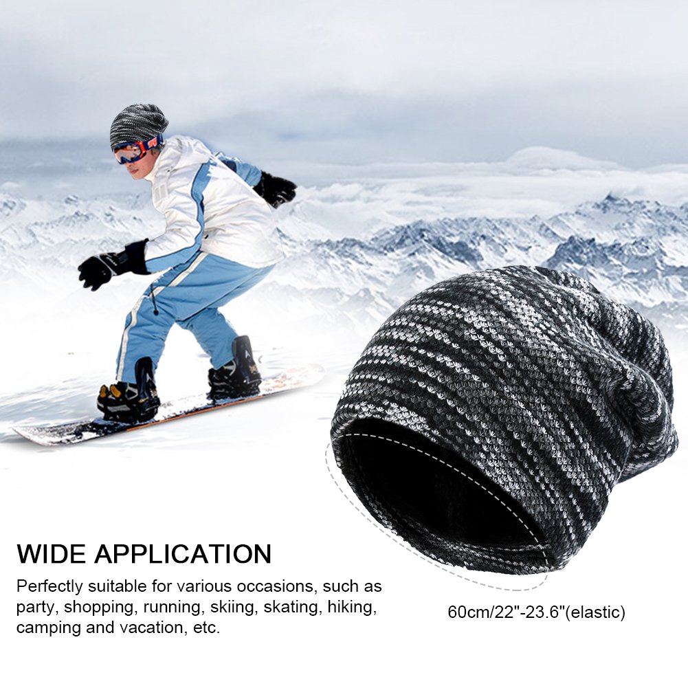 Vbiger Unisex Baggy Beanie Warm Lined Winter Hat Slouchy Knit Skull Cap (Grey)