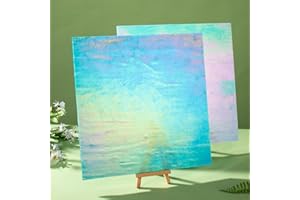 Lanyani 2 Sheets of 12x12 inch Stained Glass Sheets for Crafts Iridescent Stained Glass Panels for Glass Mosaic DIY Hobby Stained Glass Supplies