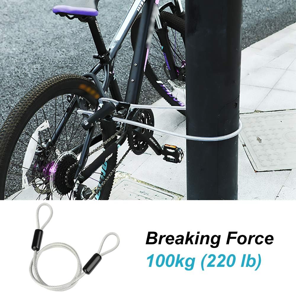 2.5 ft Security Cable Luggage Lock Safety Cable Wire with Double Looped Ends, 5mm Iron Galvanized PVC Coated Braided Security Cable Max. Load 220 lb (4 Pack) - - 