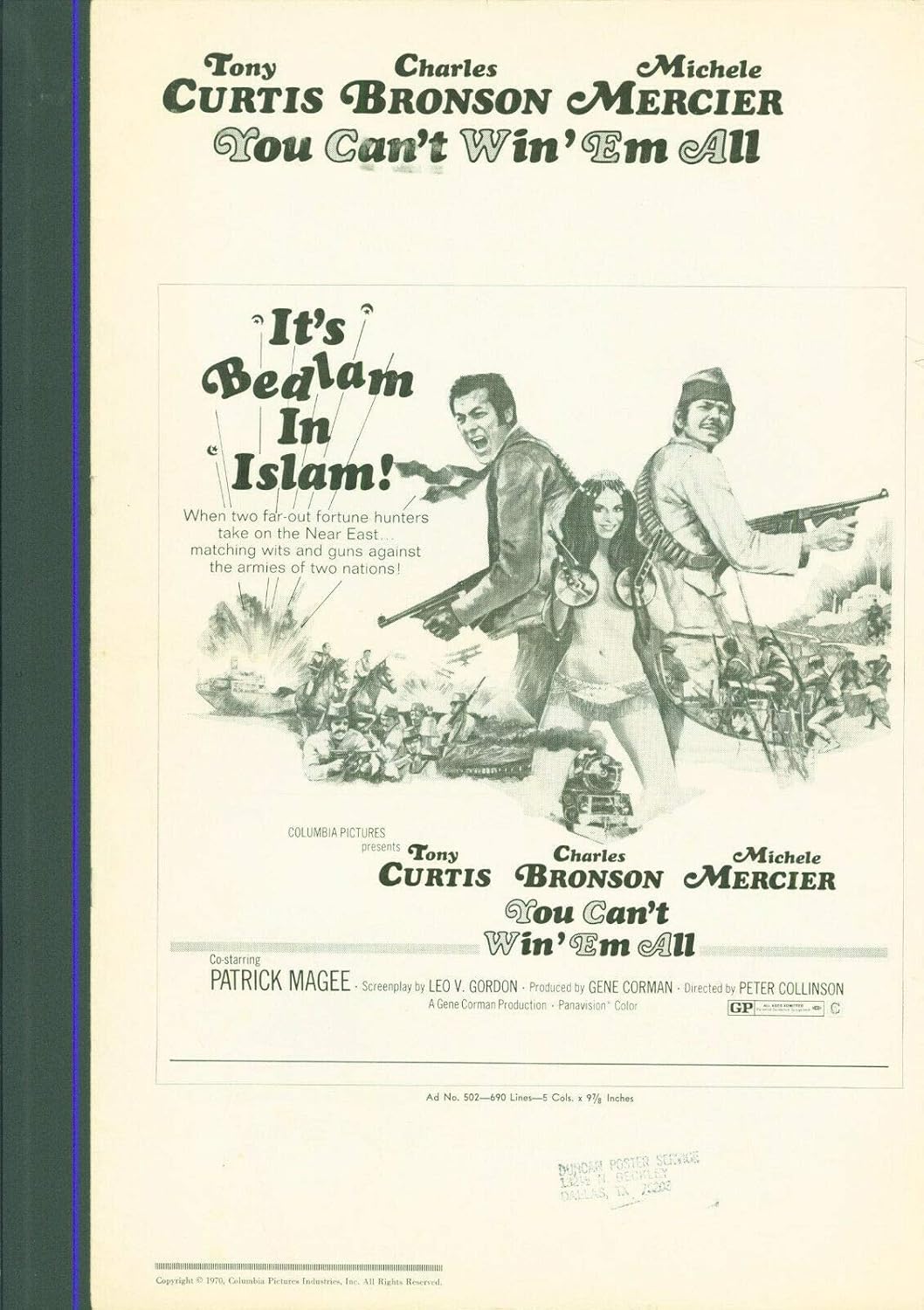 Amazon Com You Can T Win Em All 1970 Press Book Tony Curtis Charles Bronson Michle Me Entertainment Collectibles