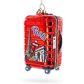 Paris Landmarks Suitcase Blown Glass Christmas Ornament