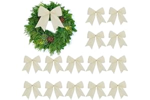 15 Pieces Velvet Bows for Christmas Tree 6 Inch Rustic DIY Crafts Twist Tie Xmas Wreaths Bows Ornaments for Gift Wrapping Gar