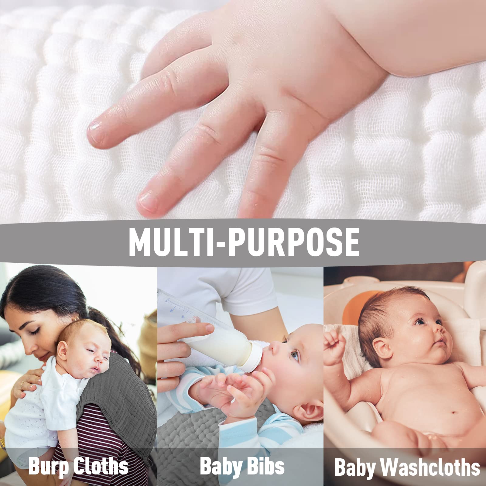 Yoofoss Muslin Burp Cloths for Baby 10 Pack 100 Cotton Baby Washcloths for Boys Girls Large 20