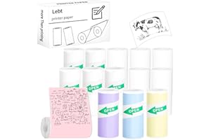 LEBT Mini Printer Paper Thermal Sticker printer Paper Mini Thermal Printer Paper Photo Printer Labels kids camera paper 15 roll Suitable for Various Inkless Sticker Printers