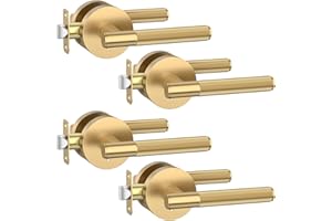 Asidrama 4 Pack Champagne Bronze Privacy Door Handles, Door Lever with Door Knobs Indoor for Bedroom or Bathroom, Heavy Duty 
