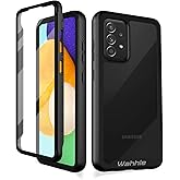 wahhle Compatible with Samsung Galaxy A52 Case, Built in Screen Protector Full Body Shockproof Slim Fit Bumper Protective Phone Cover for Samsung A52S & A52 4G/5G Men Women-Black/Clear