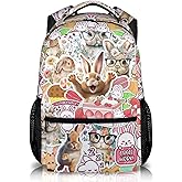 Sharecolor Girls Backpack for School, Bunny Backpacks for Girls, Pink Rabbit Bookbag for Preschool Elementary, Large Capacity Animals Daypack for Travel, Back to School Gift for Kids