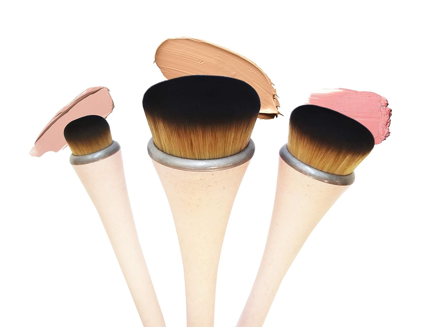 EcoTools 360 Ultimate Blend Makeup Brushes, For Cream & Stick Makeup, Foundation, Concealer, Highlighter, Blush Set of 3: Beauty
