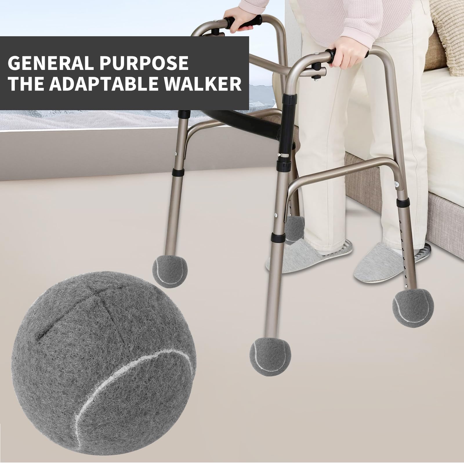 PreCut Walker Tennis Ball Glides 6PCS Walkers Legs Universal Precut Glide Balls | Heavy Duty Long Lasting Felt Pad Glide Coverings (Grey)