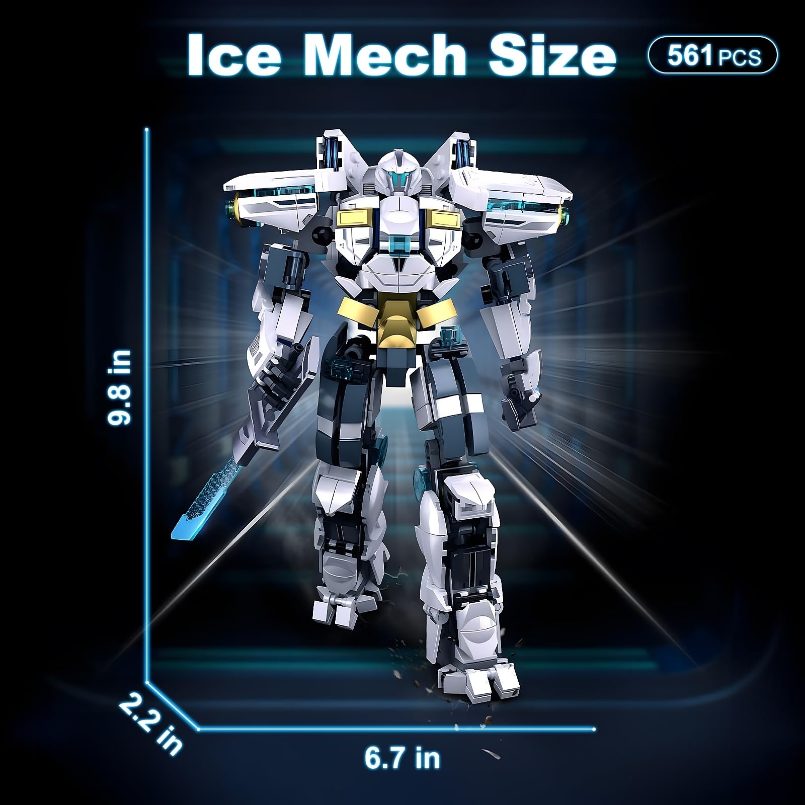 HIGH GODO Ice Warrior Mech Building Set, Cool City Protector Battle Model for Adults Teens 14+, Creative Action Robot Gifts Perfect for Christmakis Birthday (561 Pieces)
