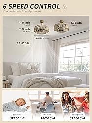 SYDACG 20" Boho Chandelier Ceiling Fans with