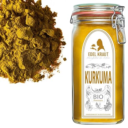 EDEL KRAUT | BIO KURKUMA-WURZEL (gemahlen) Curcuma PULVER im Premium Glas - für Smoothies, Goldene Milch, Pasten, Kurkuma Lat