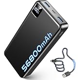 Portable Charger 56800mAh, 22.5W Fast Charging Power Bank with LED Display | Portable Phone Charger for Camping Travel Essential Compatible with iPhone 18/17/16/15/14 Series, Samsung, Google, iPad-Black