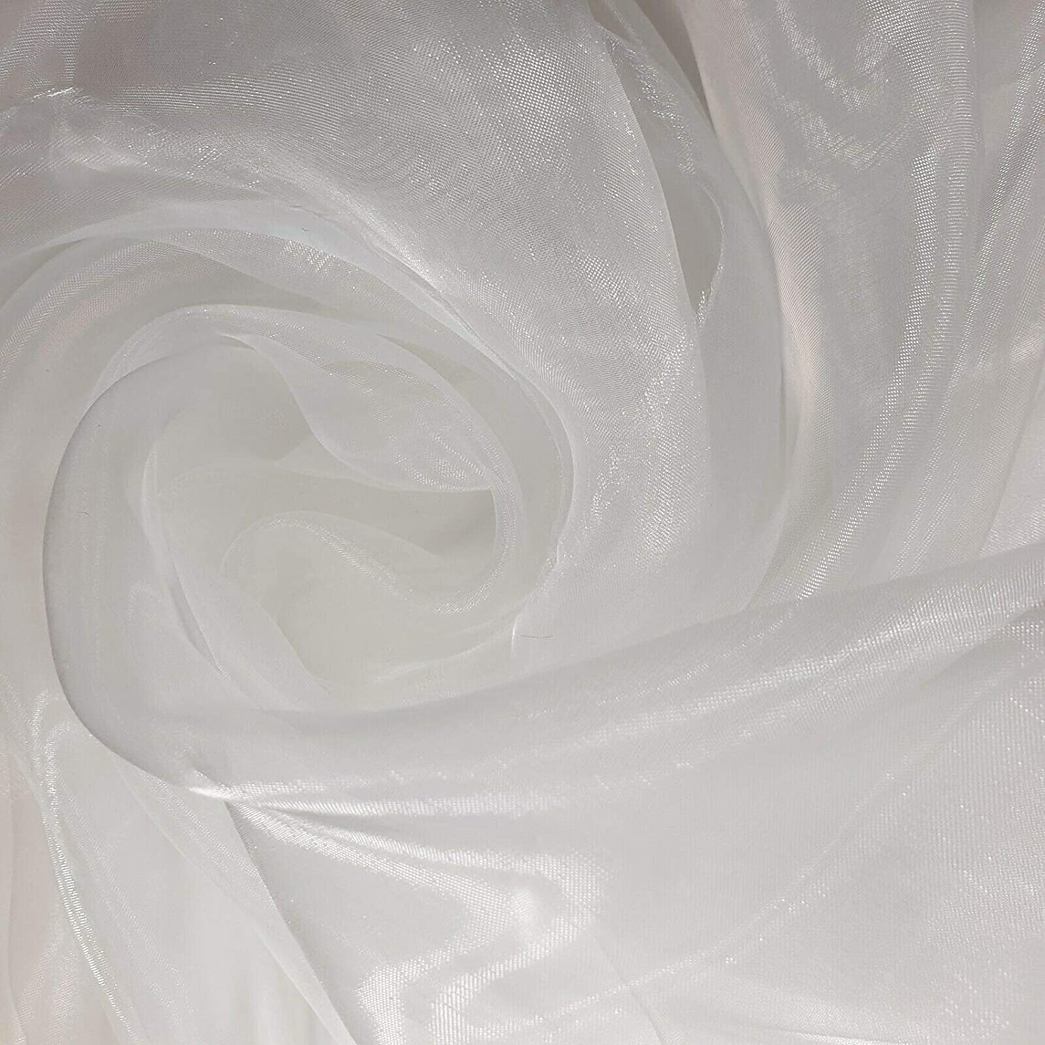 Sheer Organza Fabric Voile Drape Curtain, Wedding Fabric 150cm Organdie by Meter (25+ Colours) (White, 2 Meter)