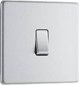 BG Electrical Single Wall Light Switch 2 Way Brushed Steel FBS12