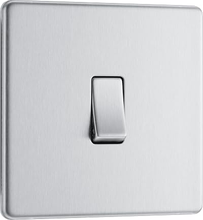 BG Electrical Single Wall Light Switch 2 Way Brushed Steel FBS12