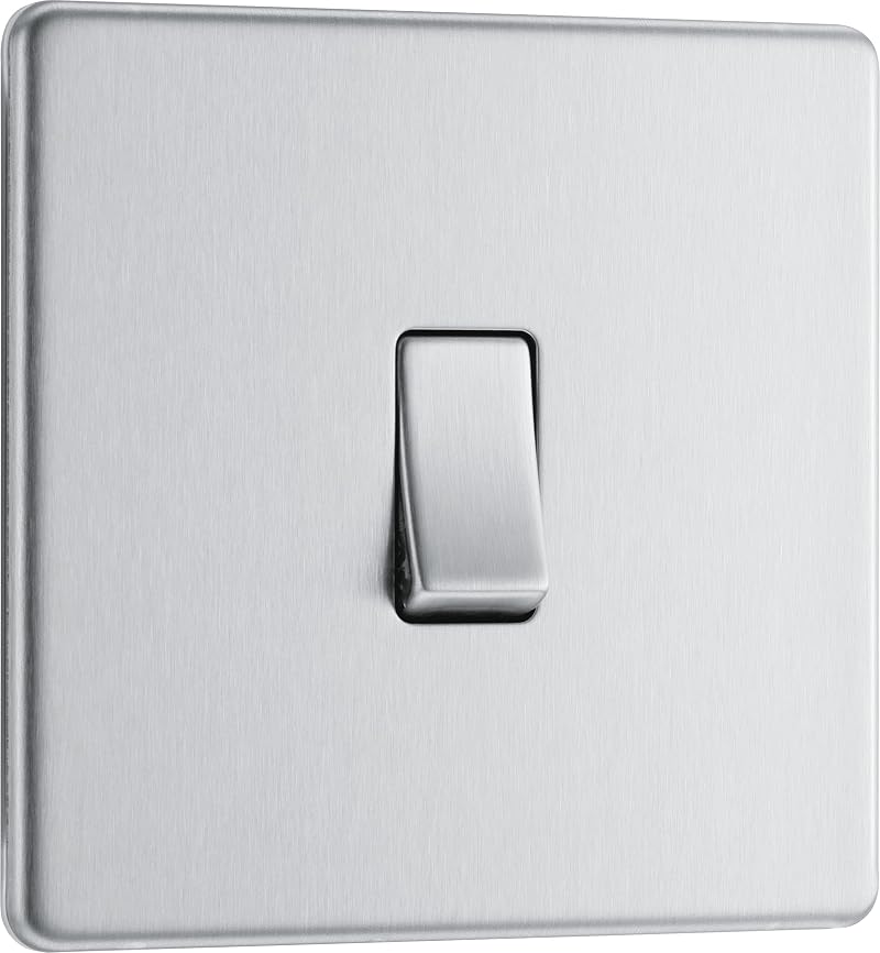 BG Electrical Single Wall Light Switch 2 Way Brushed Steel FBS12